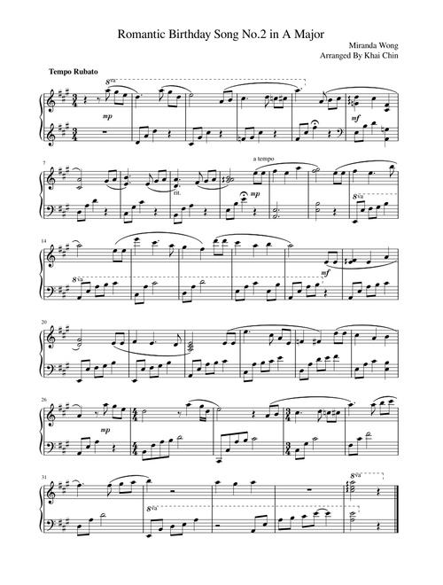 Romantic Birthday Song No.2 in A Major (Happy Birthday)