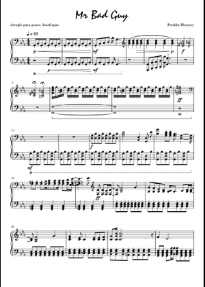 Mr. Bad Guy Sheet Music for Trombone, Tuba, Flute, Clarinet in b