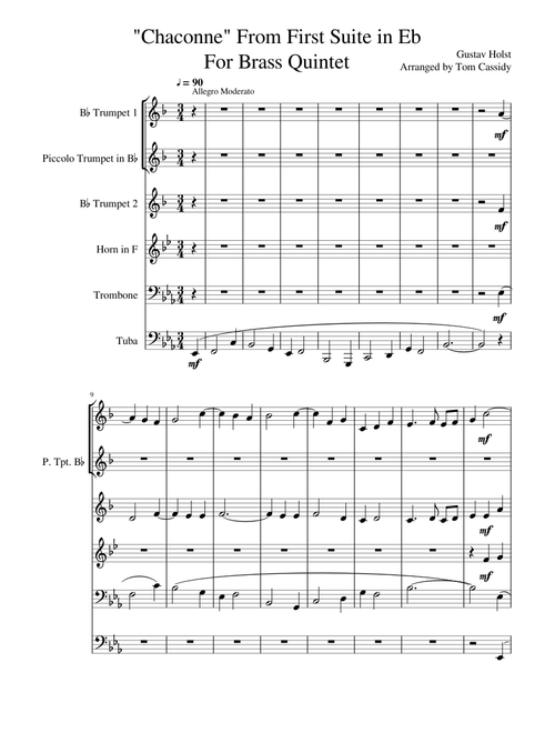Chaconne From First Suite in Eb by Gustav Holst for Brass Quintet
