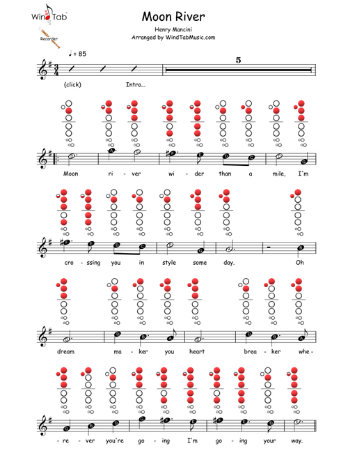 Moon River (Arr. WindTab) - Henry Mancini (Recorder Solo)