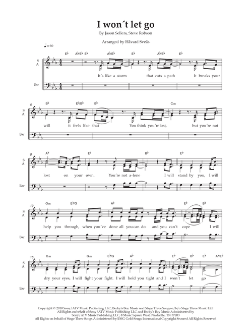 I Won't Let Go (Arr. Håvard Sveås) - Rascal Flatts (Choral, SAB)