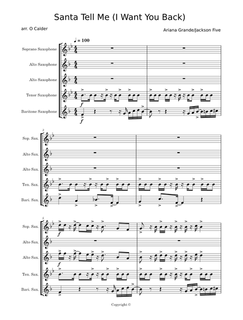 Santa Tell Me (I Want You Back) - Sax quintet