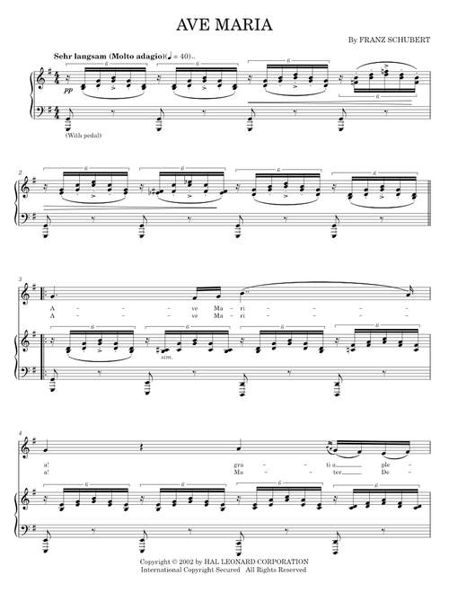 Ave Maria, D.839 - Franz Schubert (Piano Vocal)