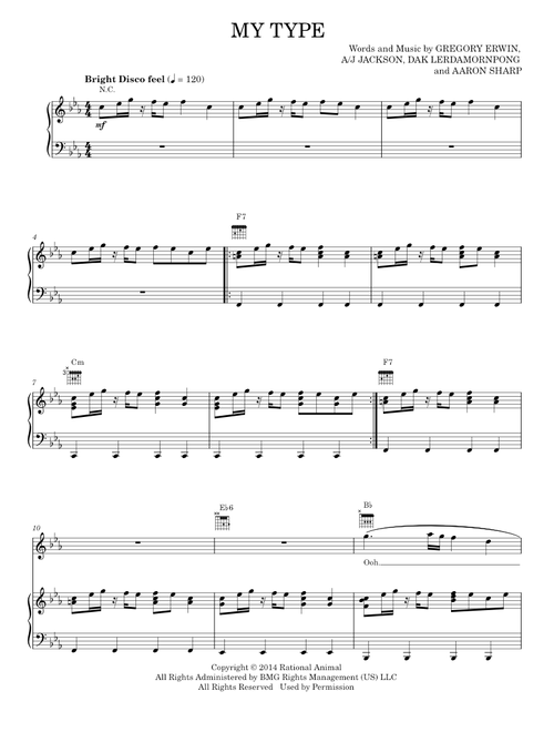 My type - Saint Motel (Piano-Vocal-Guitar)