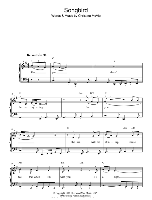 Songbird - Eva Cassidy (Easy Piano)