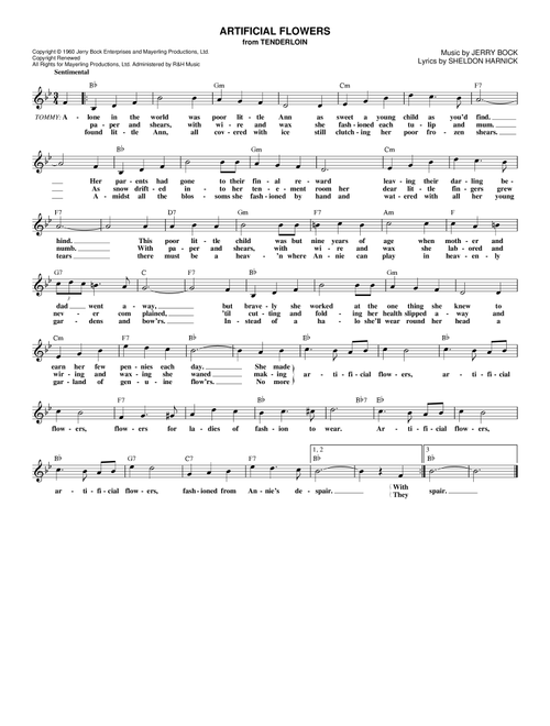 Artificial Flowers (from Tenderloin) - Sheldon Harnick (Lead Sheet - Fake Book)