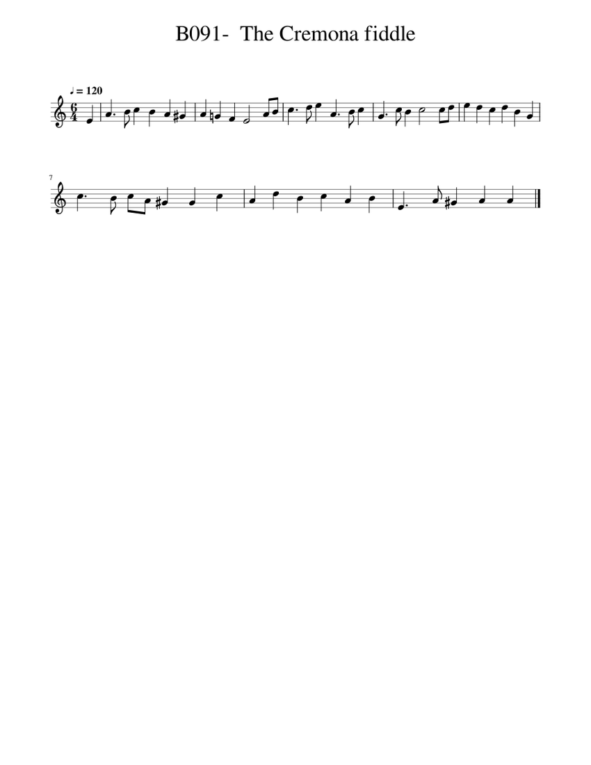 B091 The Cremona fiddle Sheet music for Piano (Solo)
