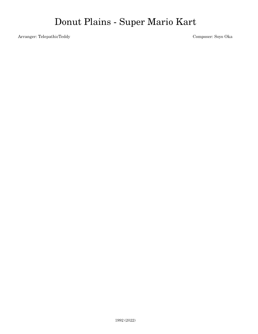 Donut Plains Super Mario Kart Soyo Oka Sheet music for Piano, Organ
