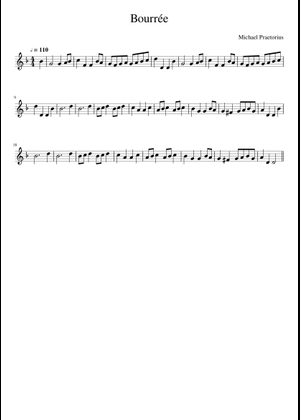 La bourrée - Michael Praetorius Sheet Music for Recorder (Mixed Quartet ...