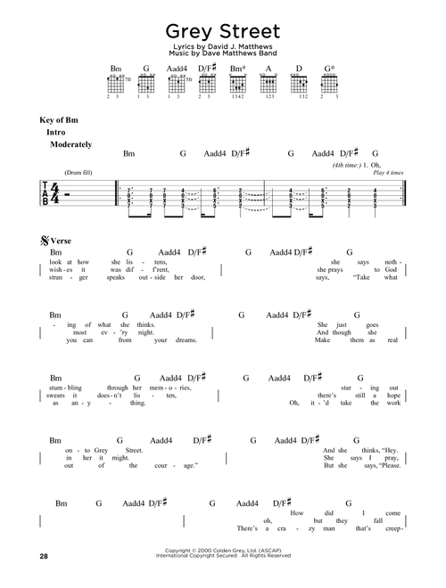 Grey Street - Dave Matthews Band (Guitar Lead Sheet)