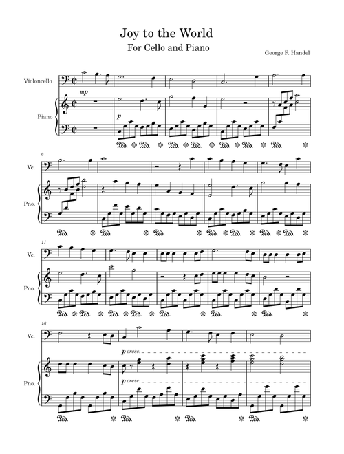 Joy to the World | Arrangement for piano and cello