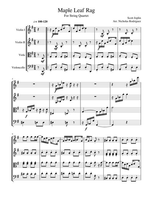 Maple Leaf Rag for String Quartet