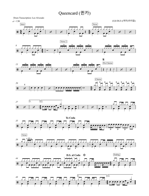 Khwin Kha (queencard) (Arr. Drum Transcription: Leo Alvarado) - (g) I-dle (Drums)