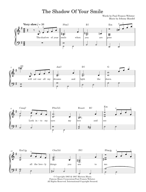 The Shadow Of Your Smile - Tony Bennett (Easy Piano)