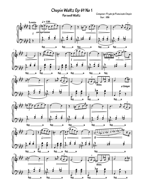 Chopin Valse d'adieu (Farewell Waltz Op 69 No 1)