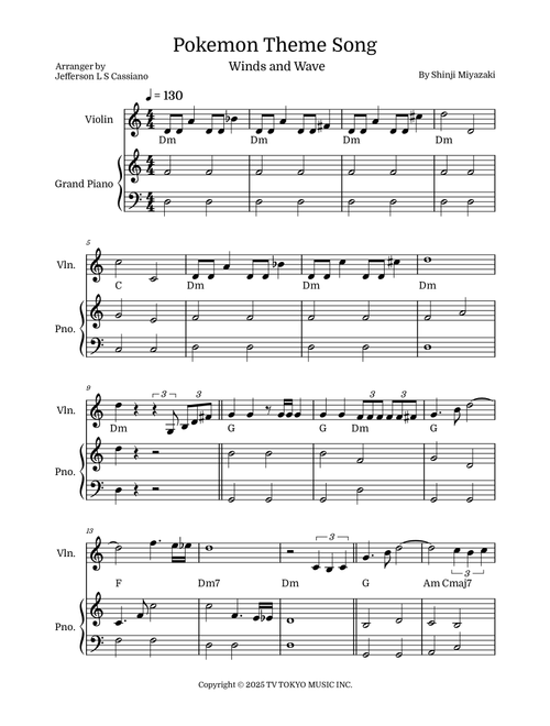 Pokemon (Arr. Jefferson LS Cassiano) - Shinji Miyazaki (Violin and Piano)