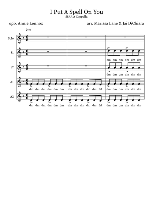 I Put A Spell On You (Arr. Marissa Lane) - Annie Lennox (Choral, SSAA divisi)