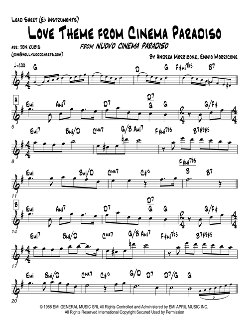 Love Theme (Tema D'amore) (Arr. Hollywood Charts) - Andrea Morricone, Ennio Morricone (Alto Sax Solo)