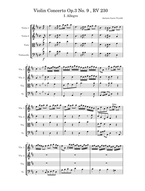 Violin Concerto In D Major; Op. 3, No. 9 – Antonio Vivaldi