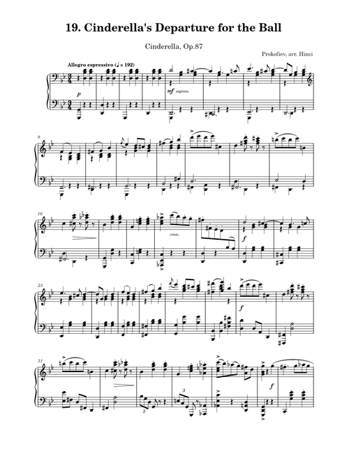 Prokofiev - Cinderella Op.87, 19. Cinderella's Departure for the Ball (solo)