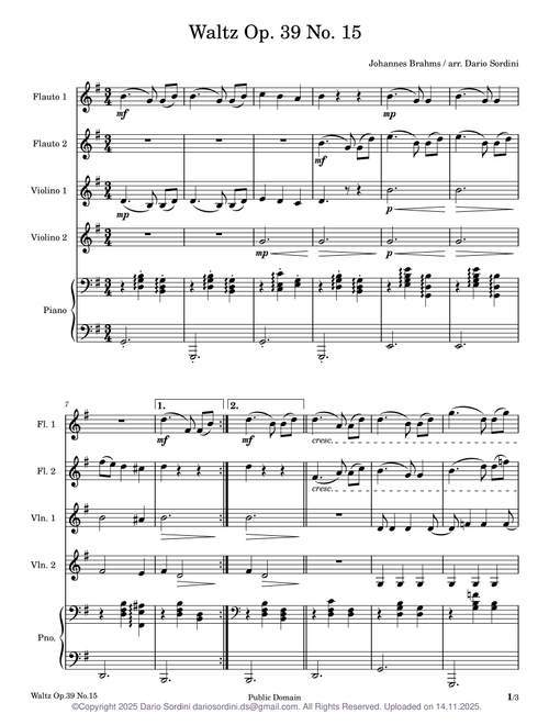 Waltz in A-flat Major, Op. 39, No. 15 – Johannes Brahms