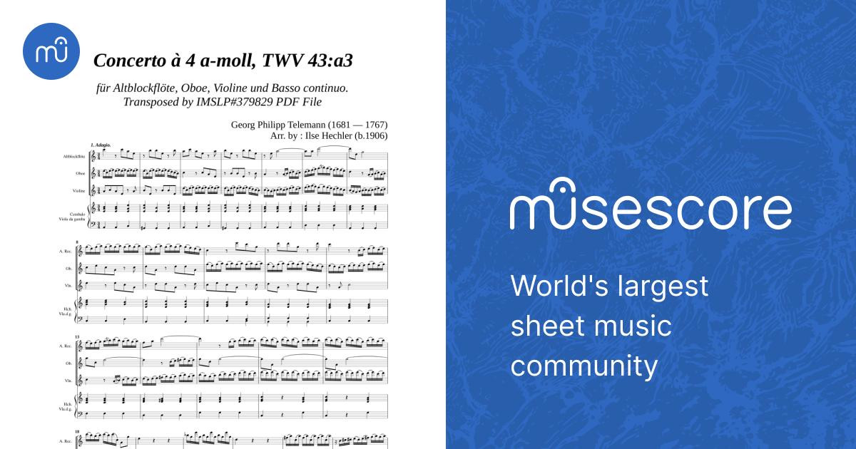 Telemann, G.P. _ Concerto à 4 a-moll, TWV 43:a3 [Rec, Ob