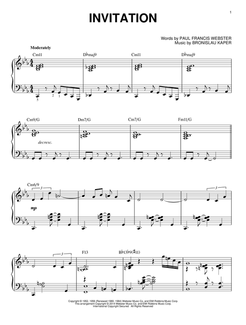 Invitation - Bronislau Kaper (Piano Solo)