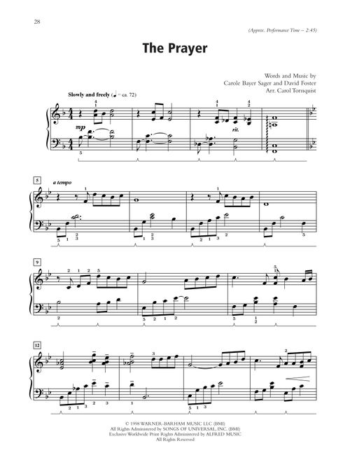 The Prayer (arr. Carol Tornquist) - Celine Dion & Andrea Bocelli, Josh Groban (Piano Solo)