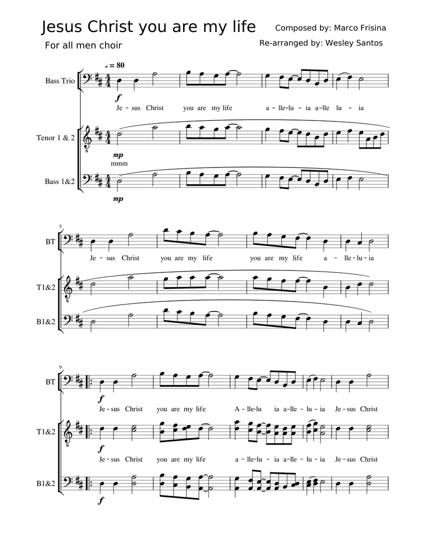 Jesus Christ you are my life for TTBB Sheet Music for Tenor, Bass