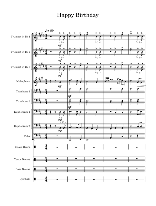 Happy Birthday drum corps arrangment