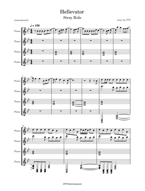 Hellevator - Stray Kids (piano 4 hands)