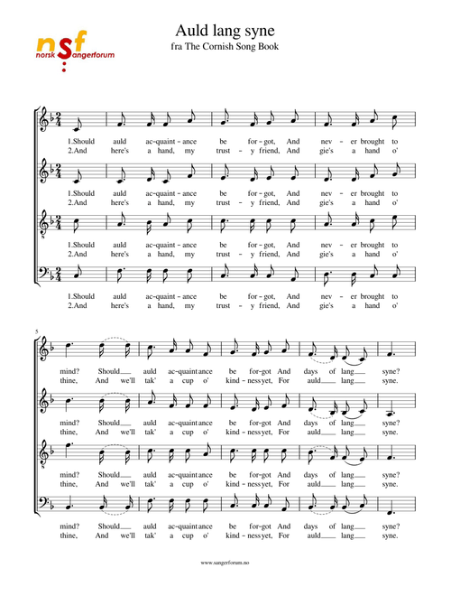 Auld lang syne (Cornish Song Book)