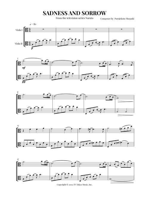 Sadness And Sorrow (Arr. L&A Edition) - Purojekuto Musashi (Viola Duet)