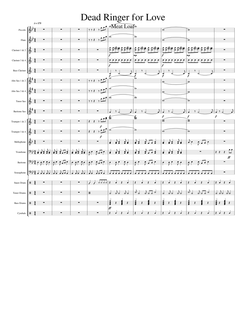 Dead Ringer for Love Sheet Music for Trombone, Tuba, Flute piccolo ...