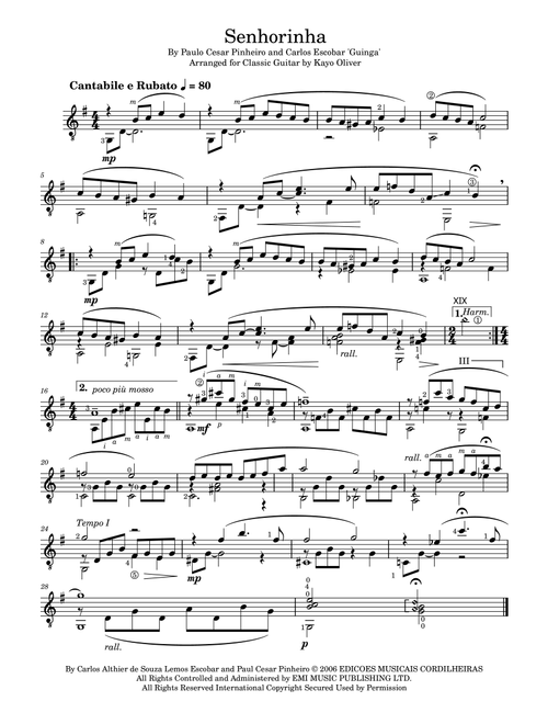 Senhorinha (Arr. Kayo Oliver) - Guinga (Solo Guitar)