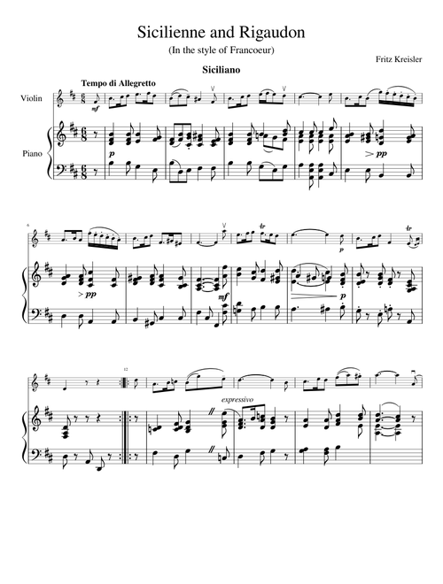 Sicilienne and Rigaudon by Fritz Kreisler
