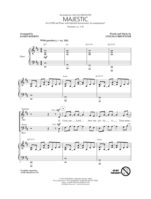 Majestic (Arr. Lincoln Brewster) - James Koerts (Choral, SATB)