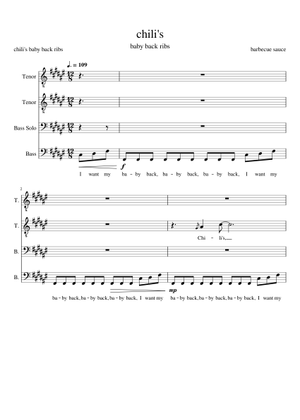 Chili's Baby Back Ribs Song A Capella (VoicePlay ver.) Sheet Music for ...