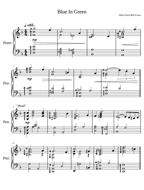 Blue In Green w-improv – by Bill Evans/Miles Davis