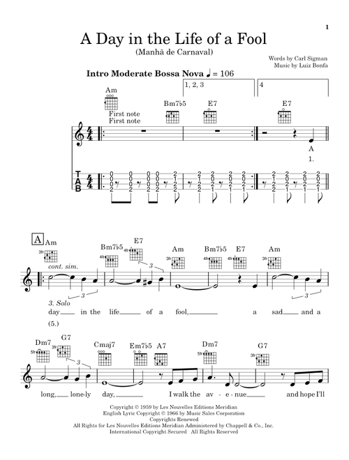 A Day In The Life Of A Fool (Manha De Carnaval) - Luiz Bonfa (Ukulele)