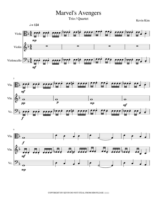 Marvel s Avengers for Viola, Violin, and Violoncello (Trio)