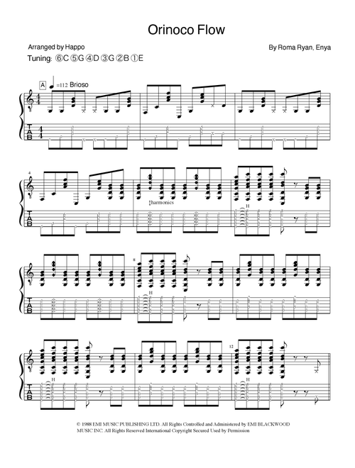 Orinoco Flow (Arr. Happo) - Enya (Guitar Tab)