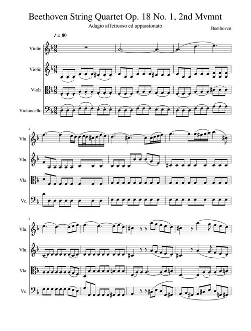 Beethoven String Quartet Op. 18 No.1, 2nd Mvmnt.