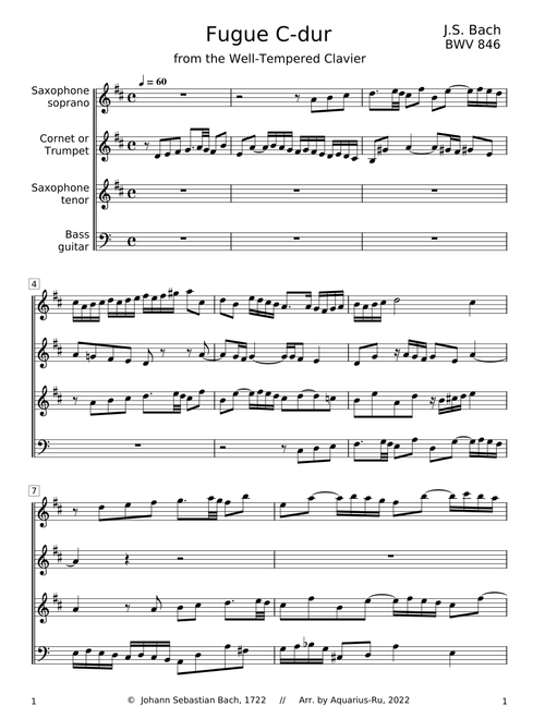 J.S. Bach – WTC – Fugue C-dur for Air-Trio and Bass guitar