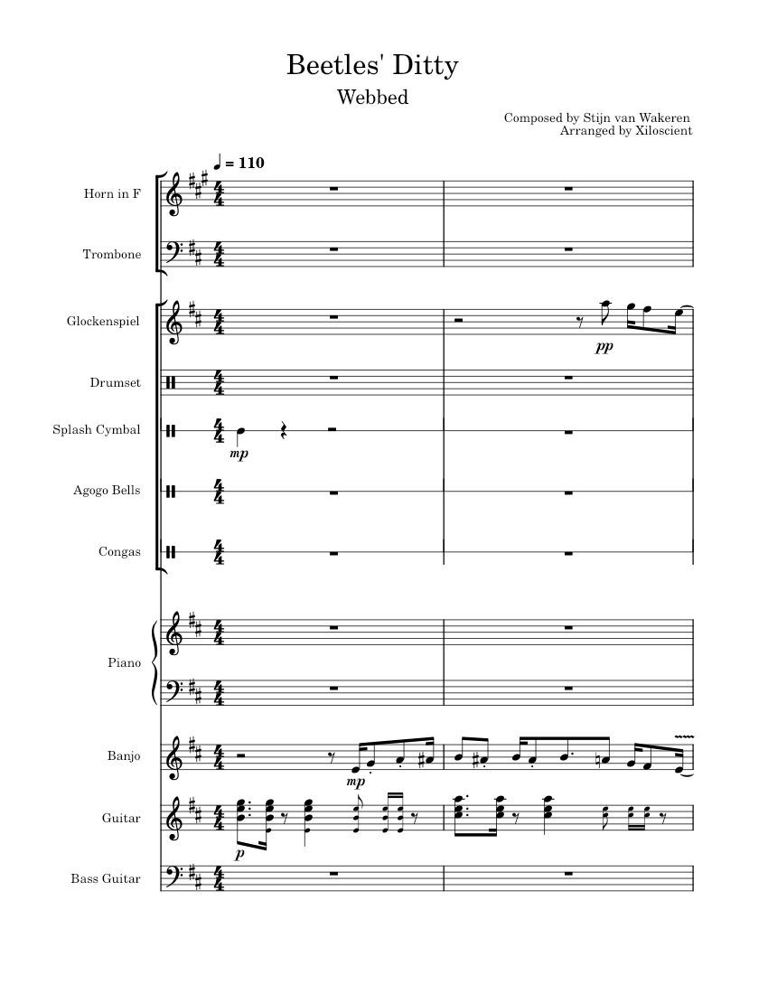 Beetles' Ditty Sheet music for Piano, Trombone, French horn