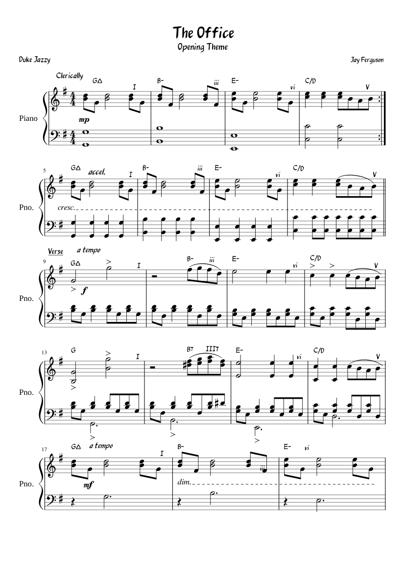 The Office | Opening Theme Sheet music for Piano (Solo) 
