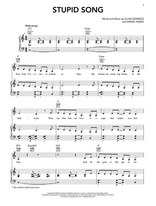 stupid song - Olivia Rodrigo (Piano-Vocal-Guitar)