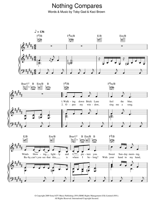 Nothing Compares - Pixie Lott (Piano-Vocal-Guitar (Piano Accompaniment))