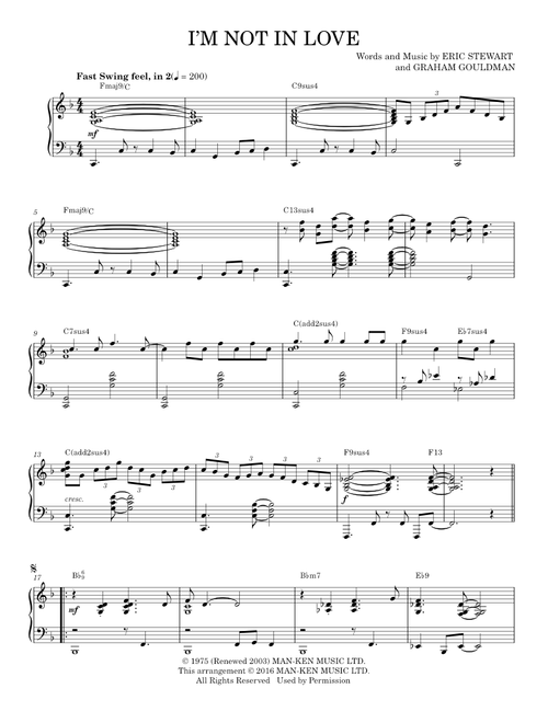 I'm Not In Love [Jazz version] (arr. Brent Edstrom) - 10Cc (Piano Solo)