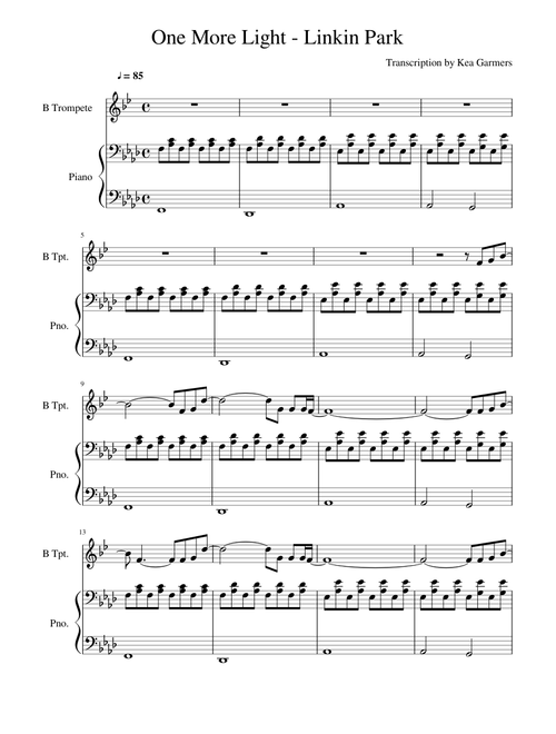 One More Light - Linkin Park for piano and trumpet